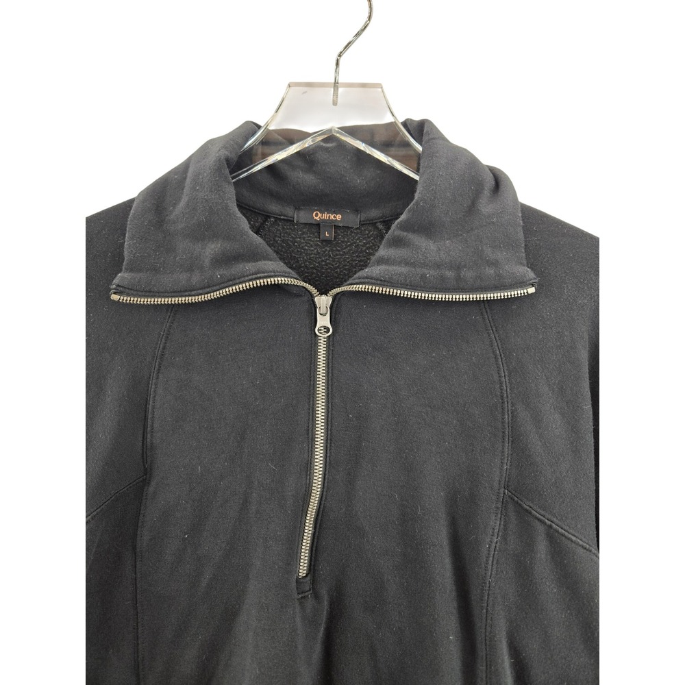 Quince SuperSoft Fleece Half Zip Pullover Black Womens Large Athleisure Casual - Picture 3 of 10